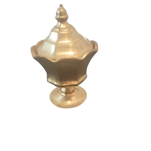 VTG Antique Phelps Dodge Trinket Dish Container w/ Lid Brass Weighted Storage - Picture 1 of 8